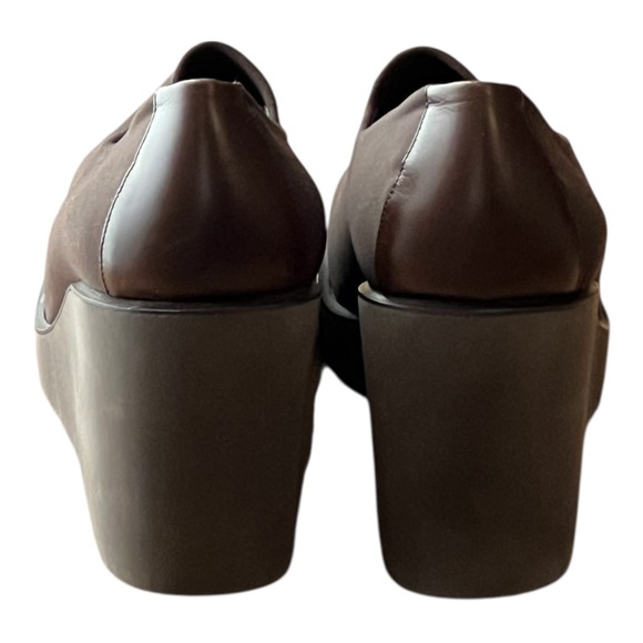 Donald J Pliner Brown Wedge Slip on Shoes Sz 8.5 Narrow Made in Spain Officewear - Picture 5 of 12